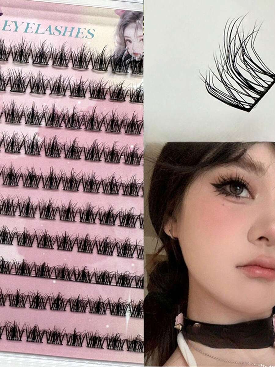 LIMEIKAI 100 Stück klebstofffreie falsche 5D Baby Locken Wimpern aus Kunstmink, natürliches, unordentliches, schluffiges, realistisches Haar