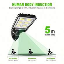 Solar Outdoor Street Light-Outdoor Security Light With Remote, Waterproof Garden Pathway Lighting,Barricade Light Wall Light, 108COB High Brightness LED Solar Garden Light! 2000 Lumens Waterproof Spotlight Garage Wall Anti-Theft Lighting Intelligent Human Body Sensor +3 Levels Dimming Mode - Solar Outdoor Lights,Solar Panel Powered Security Light For Garden, Garage, Yard, Backyard, Patio - Durable Outdoor Pathway Lighting, Garden Lights For Yar,Human Body Induction Wall Light,Garden Light(1/2/4/8pcs) - 黑色 - 查看 9