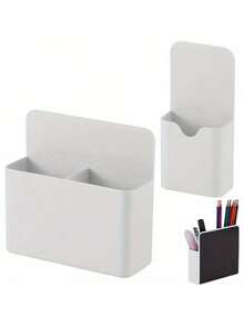 2 pièces Support magnétique pour stylo, support magnétique pour tableau blanc avec grand compartiment de rangement, support pour stylo et marqueur avec aimants puissants, convient pour le réfrigérateur, le tableau blanc et les accessoires de rangement - Multicolore - Voir 1