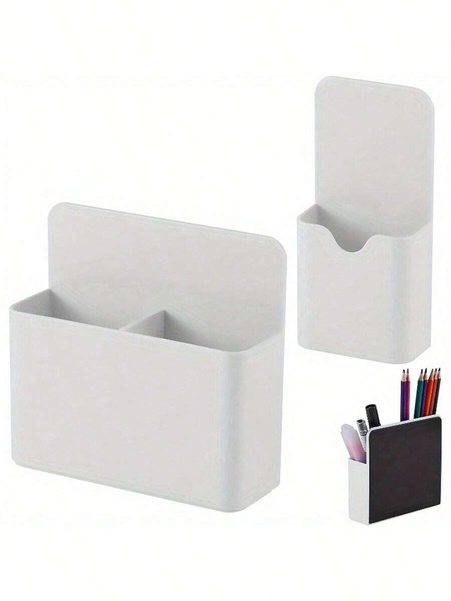 2 pièces Support magnétique pour stylo, support magnétique pour tableau blanc avec grand compartiment de rangement, support pour stylo et marqueur avec aimants puissants, convient pour le réfrigérateur, le tableau blanc et les accessoires de rangement - Multicolore - Voir 1