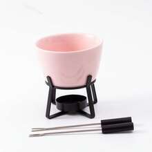 1 set Olla de fondue de cerámica con diseño de fresa con 2 tenedores para mojar, olla de derretir chocolate rosa/roja linda, perfecta para postres DIY, fondue de frutas y noches de aperitivos, ideal para el hogar, fiestas y regalos, accesorio de cocina estético para amantes de los dulces - Multicolor - Ver 12