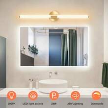 vanity tocadorDeyidn Lámparas de tocador de baño dorado espejo LED luz ajustable 31 pulgadas moderna lámpara de pared escocesa de 360 ° 28w 3000k luz cálida - Oro - Ver 4
