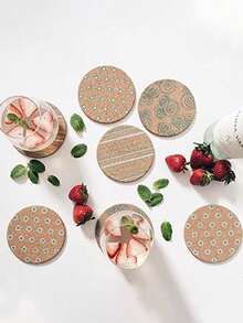 50/40/30/20/10 Non-Slip Cork Coaster Natural Round Wooden Cup Mat Heat Insulation Pads Tea Coffee Mug Drinks Holder Table Decoration - Multicolor - View 8