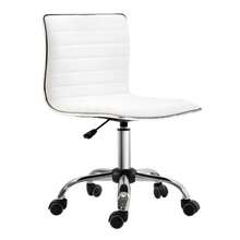 Office Chair Without Armrests, Height Adjustable 78-90 Cm, Cosmetic Chair With Backrest, Up To 120 Kg, Leather, White - White - View 5