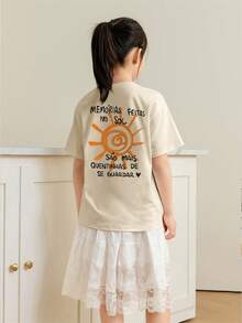 2件/套 少女学生休闲印花圆领短袖T恤上衣，夏季 - 彩色 - 查看 2