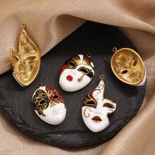 1个面膜水滴邪眼不锈钢吊坠珐琅配件DIY女士珠宝项链制作连接器 - 金黃色 - 查看 5