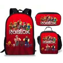 US 2025  Shop Back To School CampaignROBLOX Backpack  Backpack European And American Retro Schoolbag Cartoon Backpack Three-Piece Set  Shop - màu đen - Xem 6