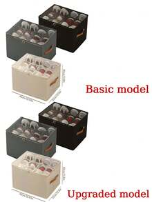 可折叠布艺鞋盒，可容纳12或16双鞋，大容量带盖布艺鞋盒，可调节隔板，透明盖，防水防尘，可折叠收纳，多功能一体式设计，适用于家庭、学校、宿舍衣柜，防尘防潮，可机洗，用途广泛。 - 彩色 - 查看 10