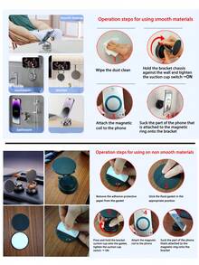 1 件 360° 旋转真空吸盘磁性车载手机支架，多功能仪表盘挡风玻璃导航支架，可折叠旋转手机支架 - 彩色 - 查看 12