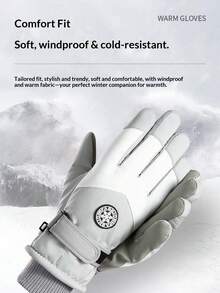 1 Pair Unisex Winter Ski Gloves, Windproof Thick Warm Gloves For Skiing, Snowboarding - A - View 2