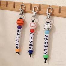 1pc Personalized Custom English Name/Letter - Soccer, Basketball, Baseball Beads - Lobster Clasp - Birthday, Anniversary, Valentine's Day Gift, Suitable For Him/Her Or Parents - Ball Keychain - View 3