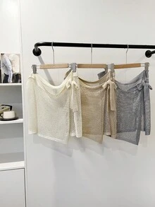 1pc Women's Solid Color Knitted Hollow Lightweight Decorative Versatile Sunscreen Casual Party Street Style Shawl, Skirt, Beach Dress, Suitable For Spring, Summer, Autumn - Multicolor - View 10