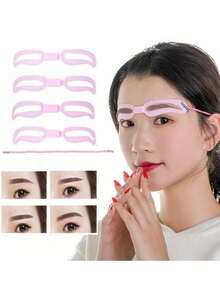 5pcs Eyebrow Shaping Kit - Adjustable Wearable Eyebrow Stencil With Eyebrow Pencil, Suitable For Eyebrow Shaping And Makeup Beginners, Plastic Eyebrow Template Helps You Easily Create Perfect Eyebrows - Multicolor - View 2