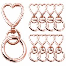 8pcs Heart Shaped Keychain Hooks, Metal Heart Rotating Spring Clip Keychain Hooks For DIY Creative Keychains, Cute Keychain Clips For Wristlet, Card Holders And Photo Keychains - Heart-shaped Buckle + Spring Ring - View 15