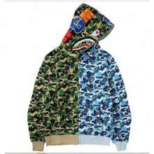 3D Digital Printing Shark Camouflage Sweater Spring And Autumn Zip-Up Hoodie Cardigan - ANK0418JI-綠色和藍色 - 查看 3