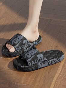 夏用メンズサンダル デザイナープリント カジュアル ユニセックス 快適 ソフトEVA ビーチサンダル、中国風、大きいサイズ48-49 - ブラック - チェックする 6