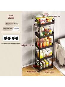 3/4/5 Tier Rolling Storage Cart - Compact Space-Saving Design, Multi-Layer Storage Shelves, Sturdy Plastic Structure. Suitable For Home, Office, Warehouse, Garage, Kitchen, Bedroom And Outdoor Camping. Ideal For Home Organization, Kitchen Rack, Storage Cart, Utility Cart, Folding Table, And Also A Great Gift Choice For Halloween And Christmas. Kitchen Items Kitchen Accessories Kitchen Tools