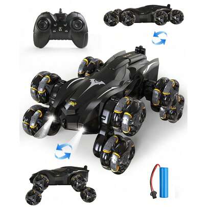 1 chiếc xe điều khiển từ xa, xe đồ chơi RC 8 bánh biểu diễn mạo hiểm, món quà sinh nhật tuyệt vời nhất cho bé trai 6-12 tuổi, với chức năng lật 360 độ, chế độ tự động biểu diễn, xe đua leo dốc, drift biến hình mọi địa hình, xe RC hình dơi, phù hợp cho bé trai và bé gái 3-12 tuổi, món quà Giáng sinh/Halloween/Lễ Phục sinh/Lễ Tạ ơn/Năm mới tuyệt vời nhất.