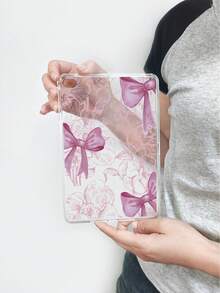 Bow-Knot Sweet Style Floral Bow Transparent Shockproof Aesthetic IPad Protective Case, Compatible With IPad 11th Generation, IPad A16, 10th Generation IPad And Other IPad Models - Clear - View 30