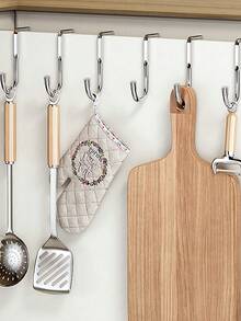 2 móc treo cửa hình chữ S bằng thép không gỉ, không cần khoan, kiểu dáng hiện đại, thích hợp cho nhà bếp, phòng tắm, tủ quần áo, dùng để treo quần áo, khăn tắm, lý tưởng cho ký túc xá sinh viên. Móc đôi hình chữ S có thể treo quần áo phía sau cửa. - Nhiều màu - Xem 10