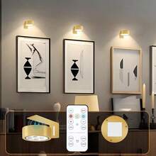 6/3/1pcs Wireless Metal Wall Lamp, LED Picture Frame Light, Battery Powered, Wireless LED Painting Light, Wall Decor Lamp, Night Light, Fairy Light, Lighting, Magnetic Wireless Wall Light, Wireless Spotlight, Dimmable & Timer Remote Control Display Lamp, 3 Lighting Modes Art Display Light Suitable For Picture Frames, Artwork, Portraits, Round Lamp 150mAh - Tricolor Light - View 17