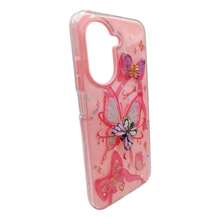 Funda Para Xiaomi Redmi A5 | Poco C71 Protector De Uso Rudo De 3 Piezas Mujer Brillos + Mica - Rosa Mariposa - Ver 3