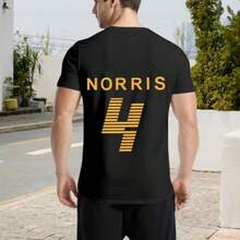 Sudadera de impresión de doble cara del piloto de carreras  para hombres y mujeres, tallas grandes, camisetas de algodón de manga corta, camiseta de hip hop - Negro - Ver 2