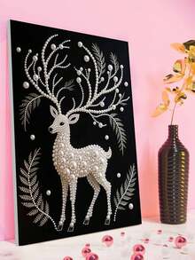 New Pearl Painting, Fantasy Elk Flower Sea Theme, Frameless DIY Handmade Sticky Diamond Creative Diamond Painting Kit, Suitable For Bedroom Decoration, Living Room Hanging Paintings, Room Decoration, Artwork, Birthday Gifts For Friends, Christmas, New Year, Valentine's Day, Holiday Gifts Full Of Novelty. - Multicolor - View 4