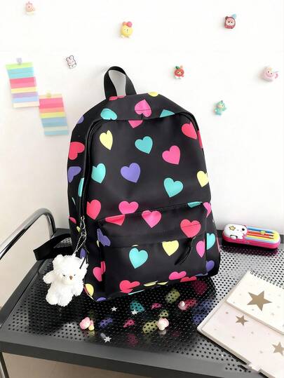 Fashionable New Heart Pattern Backpack, Includes Accessories