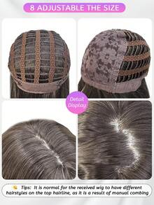 SHUDUO 1 Piece Synthetic Heat Resistant Curly Brown Wig, Center Parted, Made Of Fiber For Everyday Use, Natural And Realistic Wig (Accessories Not Included) - Brown - View 8