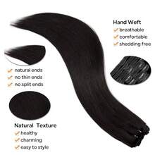 Clip In Hair Extensions Real Human Hair 18 Inch 120g 1B Natural Black Clip In Brazilian Remy Human Hair Extensions 8pcs Per Set With 18 Clips - Natural Black - View 4