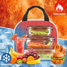 Game Pattern Printed Large Capacity Aluminum Foil Insulated Lunch Bag, Cartoon Outdoor Thermal Lunch Box Tote, Convenient To Carry - Red - View 6