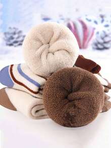 5 Pairs Kids Winter Warm Socks, Children Thick Fleece Mid-Calf Socks, Anti-Cold Terry Socks Suitable For Cold Weather - Multicolor - View 3