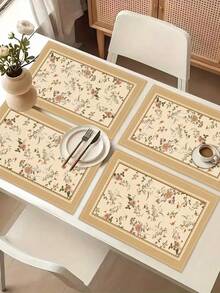 1pc Vintage Floral Print Linen Table Runner, Suitable For Holidays, Parties, Birthdays, Dinners, Kitchen & Dining Room Decor, Dresser/Cabinet Cover, All Season Home Decor - Multicolor - View 4