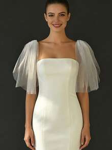 2pcs Sparkling Glitter Bridal Shawl Sleeves, Suitable For Weddings And Parties, Bridal Gowns, Dresses, Camisole Dresses - VG - View 10