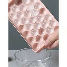 Random Size Ice Cube Tray With Lid (Small/Medium/Large), Refrigerator Ice Cube Mold,  Round Ice Ball Maker Mold, Fits Tea, Coffee Back To School - Hồng - Xem 6