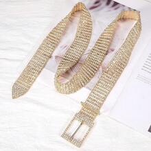 Barry.Wang Rhinestone Belts For Women Silver Gold Bling Belt Diamond Crystal Studded For Jeans Dress Bridesmaid Bridal Ladies - GoldShinng腰鍊免費贈品 - 查看 8