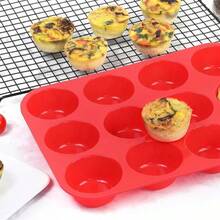 Round 12 Holes Cupcakes Mold Silicone DIY Baking Mold Non Stick Soap Chocolate Muffin Baking Pan Kitchen Tools Silicone Muffin Pan 12 Cups Cupcake Tray Non-Stick Silicone Baking Molds For Making Muffin Cakes Cupcake Chocolate Bread Tart - Multicolor - View 3