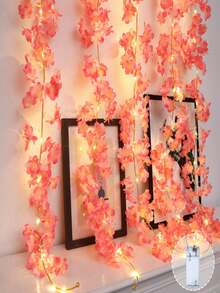 1pc Sakura String Lights, LED Pink Vine Decorative Lights, Battery-Powered Fairy Lights, Perfect For Bedroom Decor, Room Decor, Party Decor, Wedding Decor, Birthday Decor, Wall Decor, Valentine's Day Decor, Easter Decor, Holiday Decor - Cherry Blossom String Lights - View 6