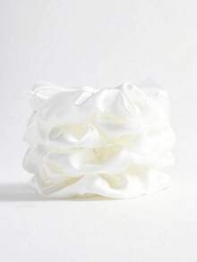 1pc/12pcs Women's Solid Color Satin Silk Hair Scrunchies Set, Soft Satin Elastic Hair Ties, Non-Damaging, Suitable For High Ponytail & Casual Wear Hairbands Head Accessories Elastic Band - White - 查看 6