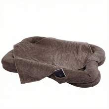 Giant Pet Mattress With Pocket, Human Dog Bed Washable Large Cuddle Bed, Non-Slip Plush Dog Cushion With Blanket, Brown Home Decor - 鏽棕色 - 查看 3