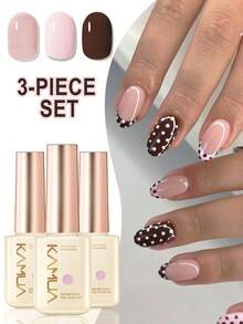 KAMUA 3支裸粉色凝胶指甲油套装，12毫升透明水晶法式美甲凝胶指甲油套装，UV/LED固化凝胶指甲油，适合圣诞节、婚礼、情人节美甲和DIY居家美甲护理 - 彩色 - 查看 8