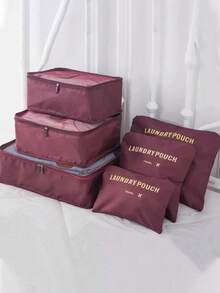 6pcs Travel Luggage Organizer Bags, Suitcase Packing Cubes, Shoe Bag, Clothes & Underwear Pouches, Unisex - Multicolor - View 15