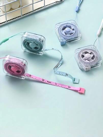 1pc 2m/6ft Cute Mini Soft Tape Measure, Portable With Retractable Lock And Clear CM/Inch Markings - Suitable For Sewing, Home, Waist, Bust, Height Measurement - , Easy Storage, Wipe-Clean Transparent Case And Hanging Loop