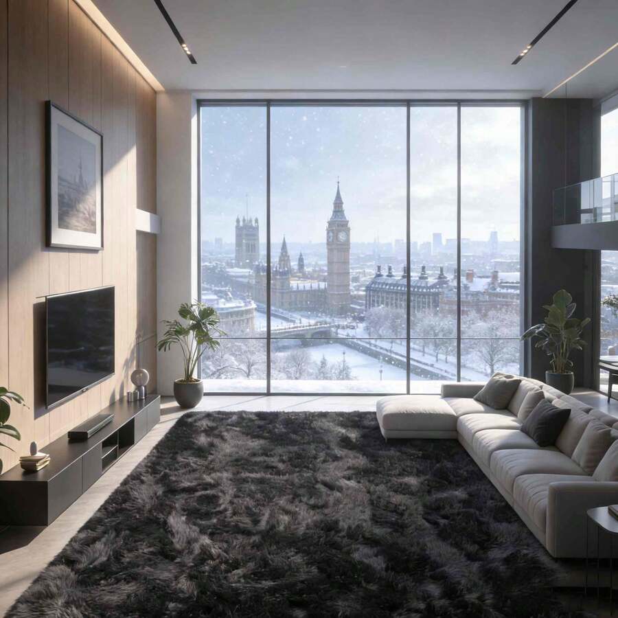 1 Pcs Living Room Rugs Carpet Alfombra Para Sala Rug For Bedroom Bedroom Decor Area Rug For Living Room, 60x90/60x120 Pink Fuzzy Shag Carpet, Ultra Soft Fluffy Anti-Slip Floor Mat, Non-Shedding Machine Washable Pet Friendly Carpet, Xmas Holiday Home Dorm Office Rug - Black - View 1