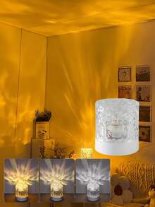 1 pieza Lámpara de onda giratoria de 16 colores, lámpara de mesita de noche para dormitorio, decoración de pared para sala de estar, iluminación ambiental para restaurante/bar, luz nocturna RGB con control remoto para dormitorio, diseño de patrón de onda giratoria, adecuado para habitación de niños, dormitorio, pasillo, regalo de cumpleaños para amigos/familia/niñas, iluminación dinámica, proyección giratoria, iluminación ambiental, decoración de habitación, lámpara - Lámpara de proyección cilíndrica - Ver 12