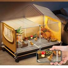 DJKFH Jaula For Conejos Cobayas Y Gallinero con Malla De Hierro Resistente Y Bandeja íble Ideal For Observación Limpieza Uso Familiar Granjas Y Tiendas De Mascotas. 109 * 39 * 45cm - Un color - Ver 2