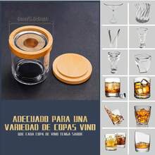 Ahumador de Cocteles, Kit Ahumador Cocteles con 8 Sabores, Antorcha de Cocina,3 Piedras de Whisky de Acero Inoxidable,Cepillo, Cuchara para Infusor de Cócteles Bourbon Whisky Frutos Secos Queso - Negro - Ver 3