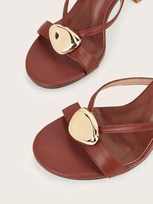 Sandal cao gót xỏ ngón thoải mái, đính đá lấp lánh, kiểu dáng thời trang mới năm 2025 dành cho nữ. - màu nâu - Xem 5