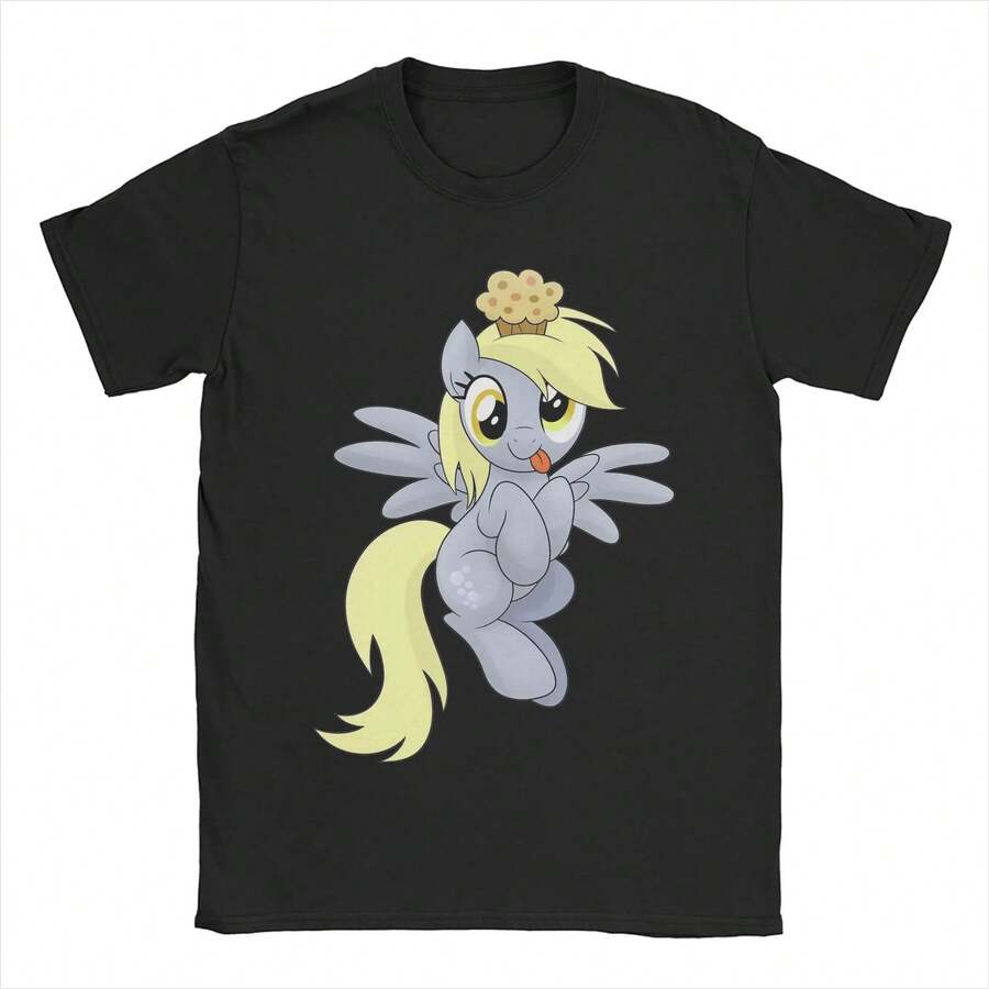 Men Women T-Shirt Derpy Muffins Hooves Unique Cotton Tees Short Sleeve T Shirt O Neck Men Clothing Breathable - 黑色 - 查看 1